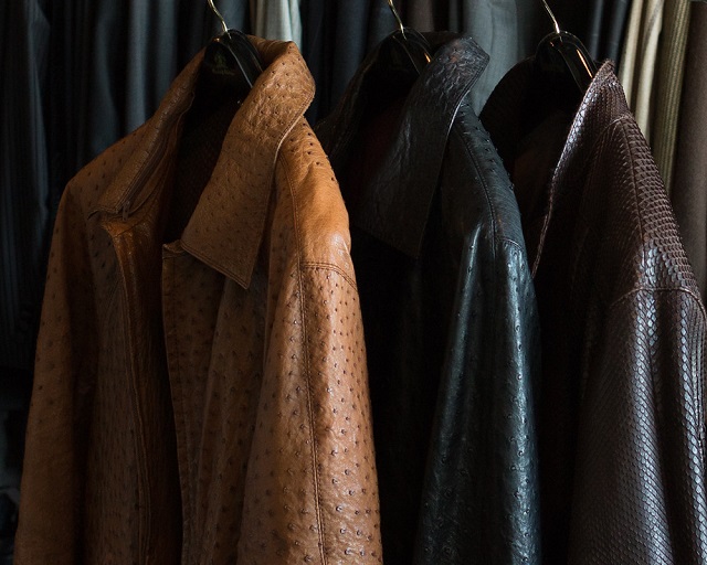 Gucci leather jacket showroom
